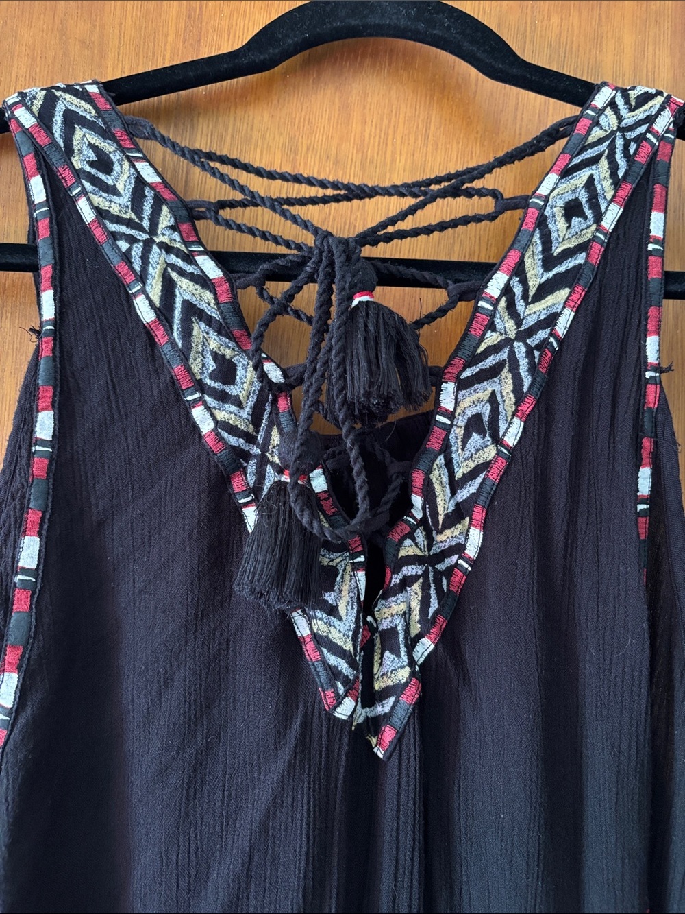 torrid Black Embroidered Boho Camisole with Red and Cream Accents - Picture 5 of 5